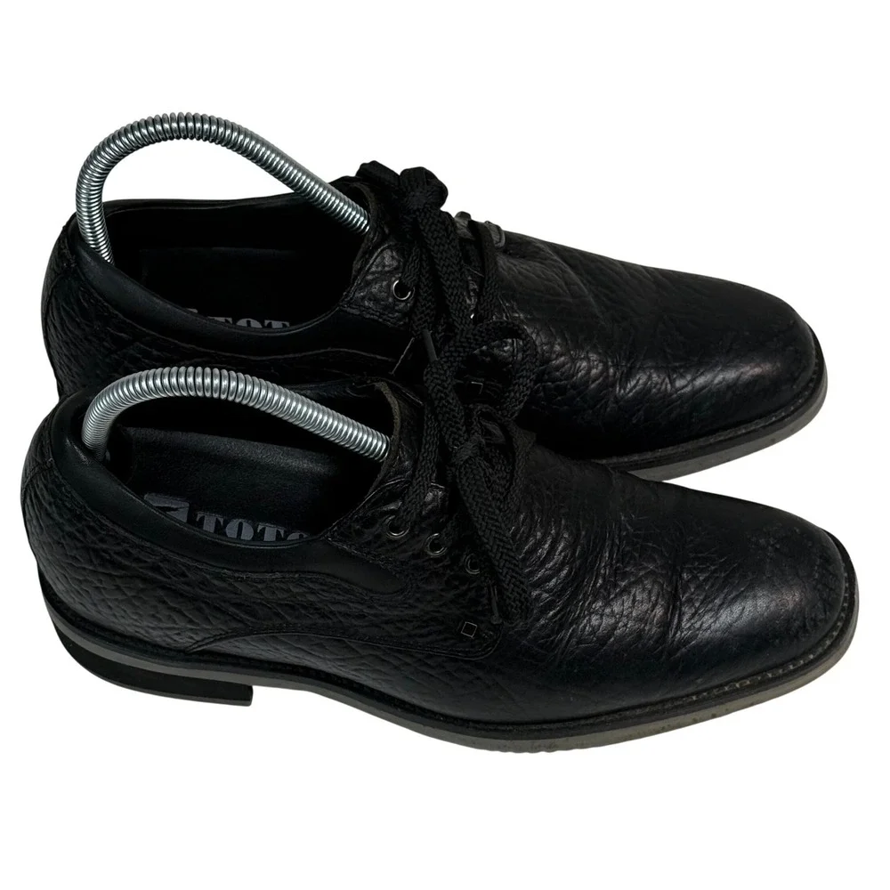 TOTO Mens‎ Black Pebbled Leather Elevator Shoes Derby Lace Up H335081 Size 8